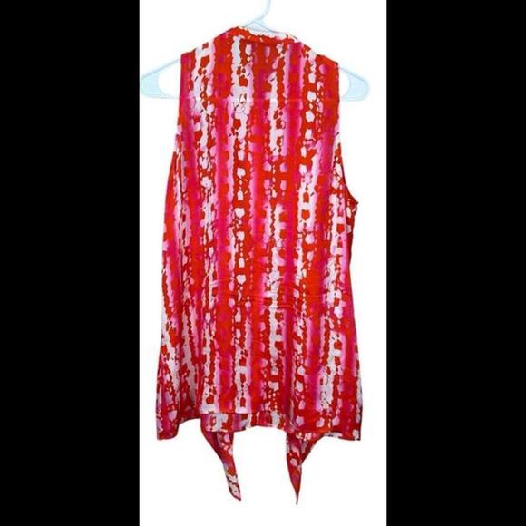 ETCETERA Silk Top Women’s Size 10 Orange Abstract Button Shirt EUC - Picture 2 of 4